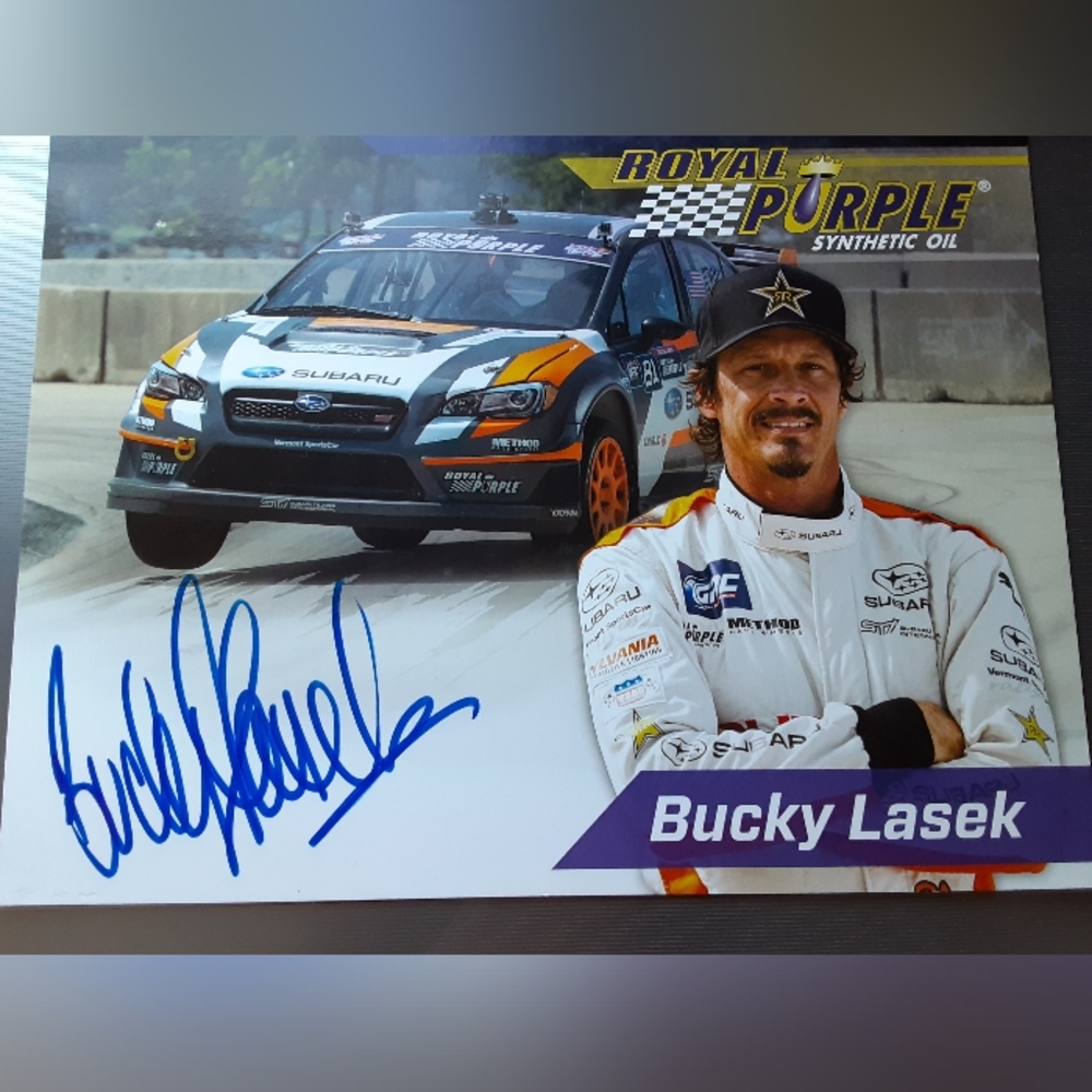 Bucky Lasek signed photo racing skateboard autograph powell peralta tony hawk